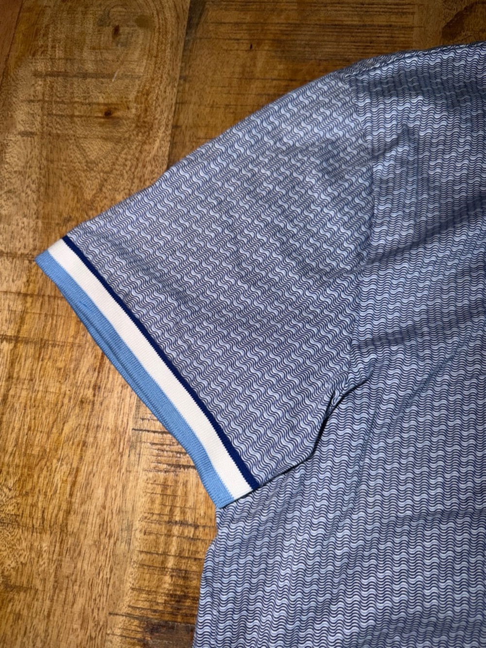 Hugo Boss Light Blue Patterned Polo with Navy Trim - Picture 3 of 6